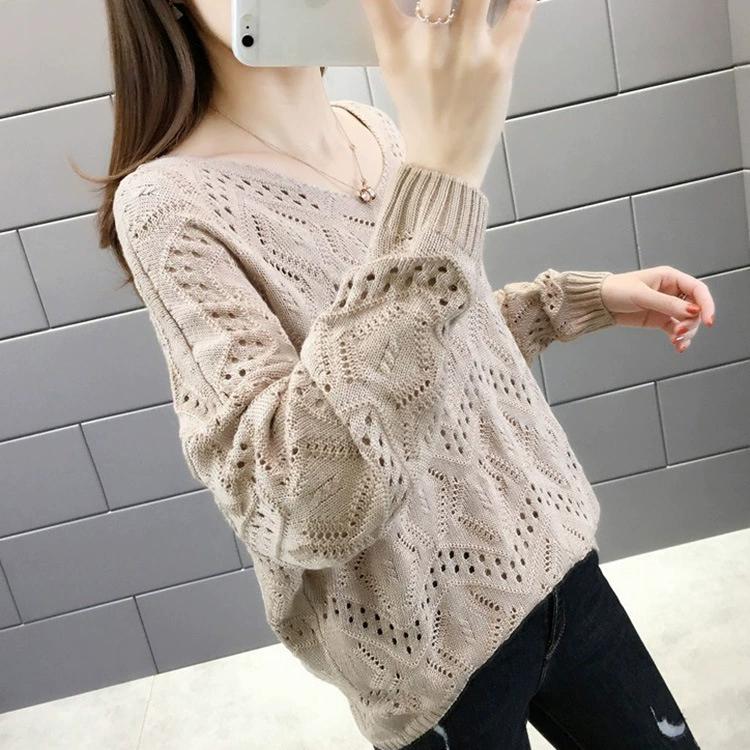 Summer Knit Top Long Sleeve Cropped Plain Pullover Women Jumper Knitwear Spring Summer Basic Outfit