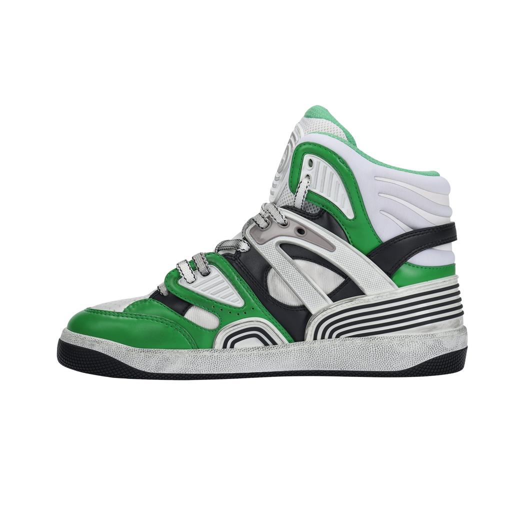Gucci Basket Leather High Top Stylish Skateboarding Shoes Men's Green 661301 2SH90 3760