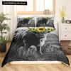 Highland Cow King Queen Duvet Cover Bull Bedding Set for Adults Cattle 2/3pcs Quilt Cover Farm Animal Polyester Comforter Cover