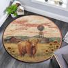 Runder Teppich mit Hochlandrind, Teppich für Wohnzimmer, Schlafzimmer, Sofa, Spielzimmer-Dekor, Rutschfeste Fußmatte