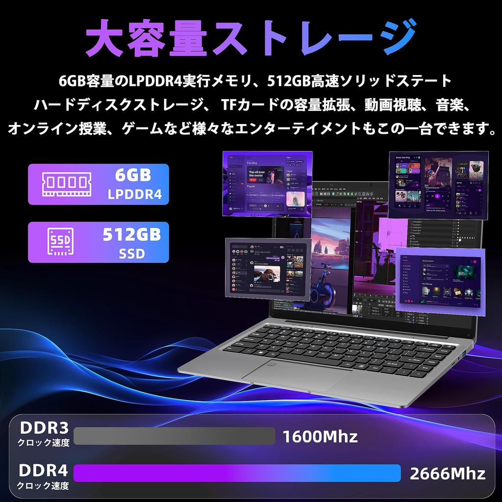 laptop Windows 11 IPS quiet CPU Celeron J4105 than N4000 and up to DDR4 Japanese keyboard with screen 2 x USB SSD expansion Office-equipped & Pro,