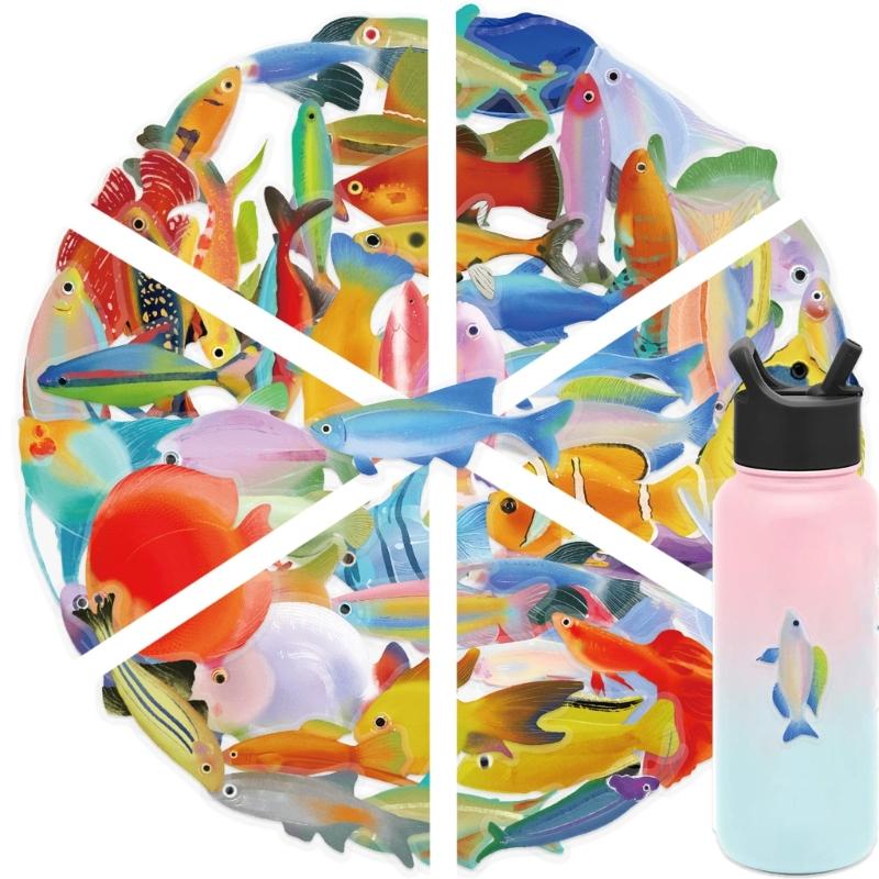 50 Sheets Fish Sticker Reward Sticker Scrapbooking Sticker Ocean Decal Sticker Sea Animal Sticker for Phone Laptop