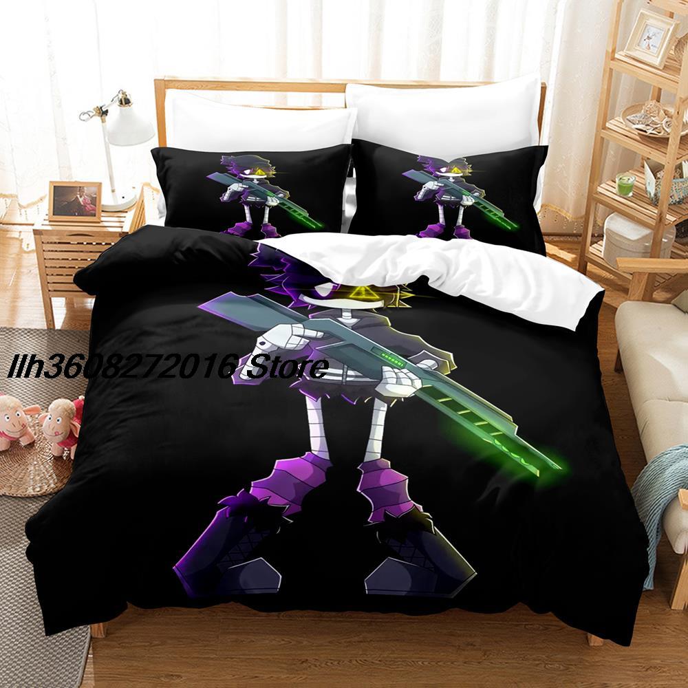 Murder Drones Bettwäsche-Set, Einzelbett, Doppelbett, Queensize-Bett, Kingsize-Bett, Bettbezug-Set für Erwachsene und Kinder, 3D-Anime-Bettlaken-Set
