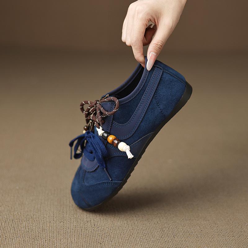Women's Shoes Flats Casual Sneakers Round Toe Barefoot Woman Elegant Low Heel Stylish Trend Luxury High Quality Blue