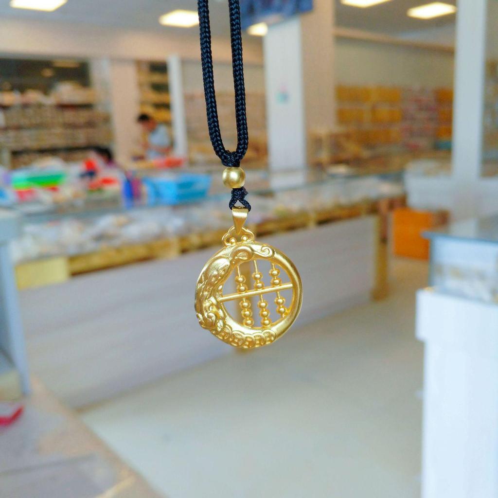 Vietnamese Pi Xiu Abacus Gold-Plated Pendant Necklace - Jewelry Gift for Girlfriend