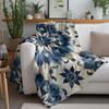 Bohemian Floral Paisley Waterproof Blanket Indigo Blue Throw Rug Decorative Bed Sofa Cover