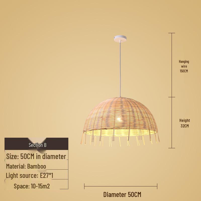 Creative Bamboo & Rattan Pendant Light for Bedroom, Japanese Restaurant, or Teahouse