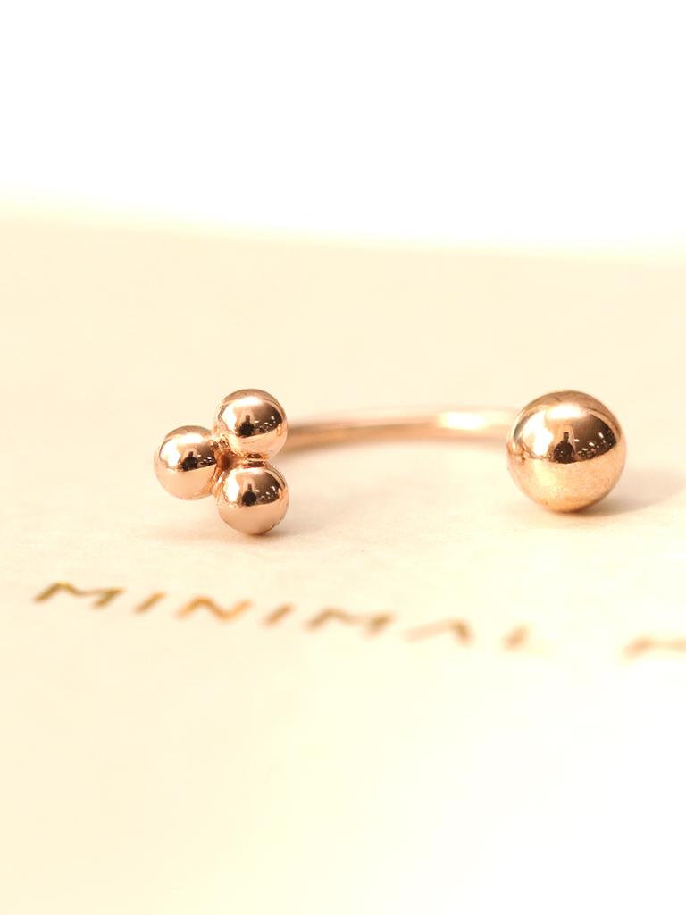 Minimalpiercing 14K Triangle Ball Curve Ring Piercing Earrings