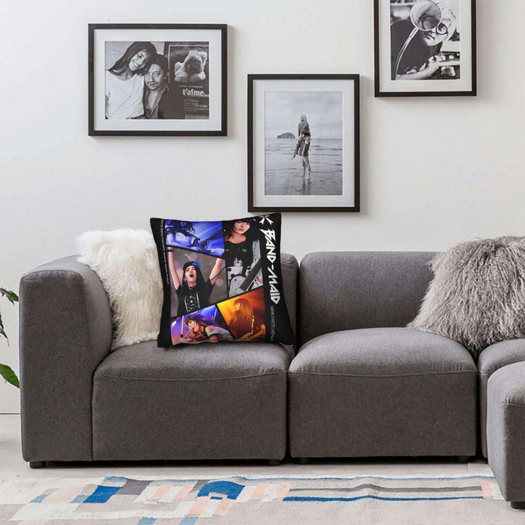 BAND MAID PANEL Square Pillow Case Cushion Covers Novelty Zipper Decorative Pillowcase for Bed 40x40cm