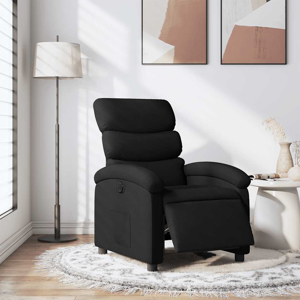 Electric Recliner Chair Black Fabric