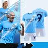 Tricou Acasă Man City 25/26 #9 Haaland | Echipament cu Bandă Albastru Cer | Opțiune Kevin De Bruyne