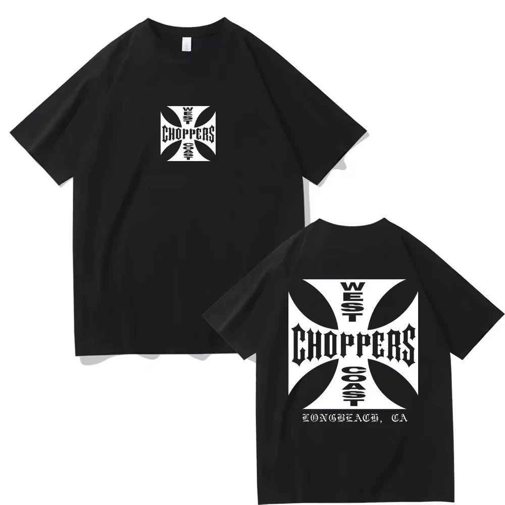 West Coast Choppers Cross Frame Potisk Tričko Pánské Hip Hop Streetwear Oversized Trička Módní Trička Pánské Fleecové Krátký Rukáv Dámské Pánské Oblečení
