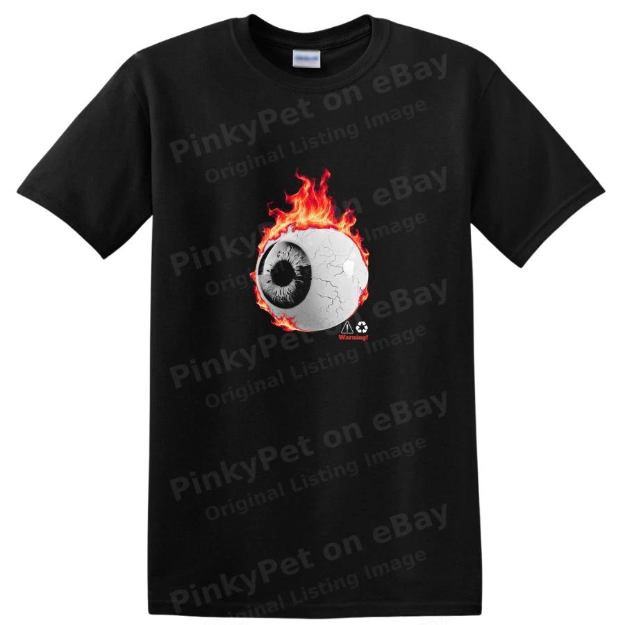 Fire Eyeball Graphic T Shirt Cool Design Eye Art Burning Tee Fashion Humor