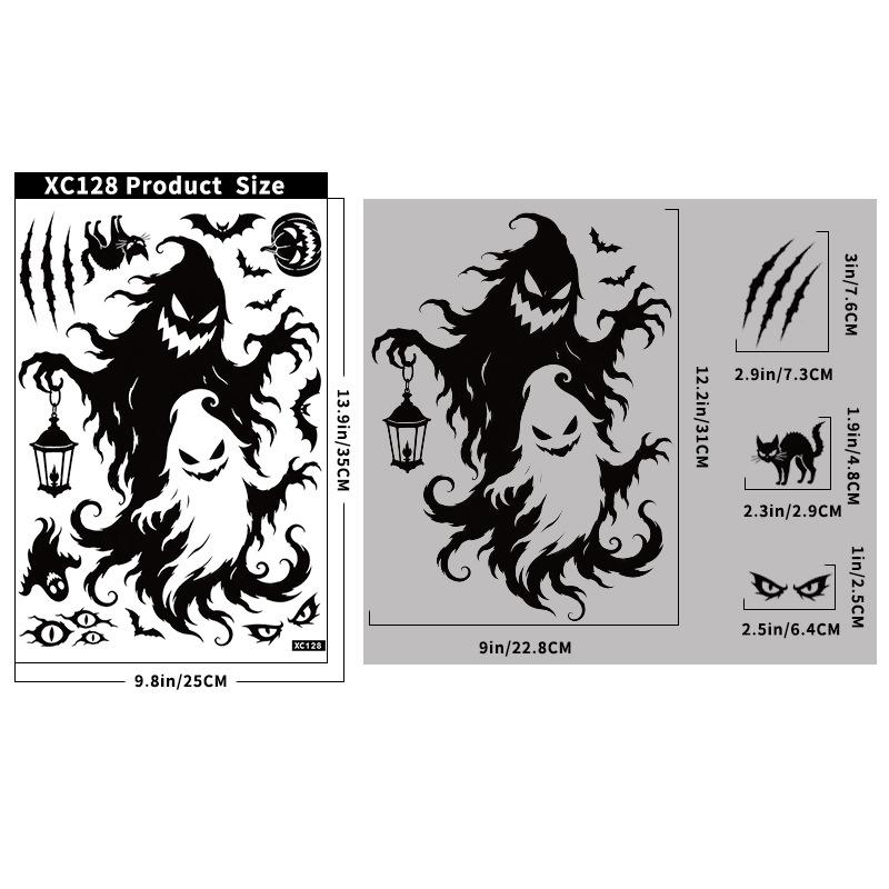 Halloween sticker black horror atmosphere death glass sticker mall window scene arrangement bat static sticker