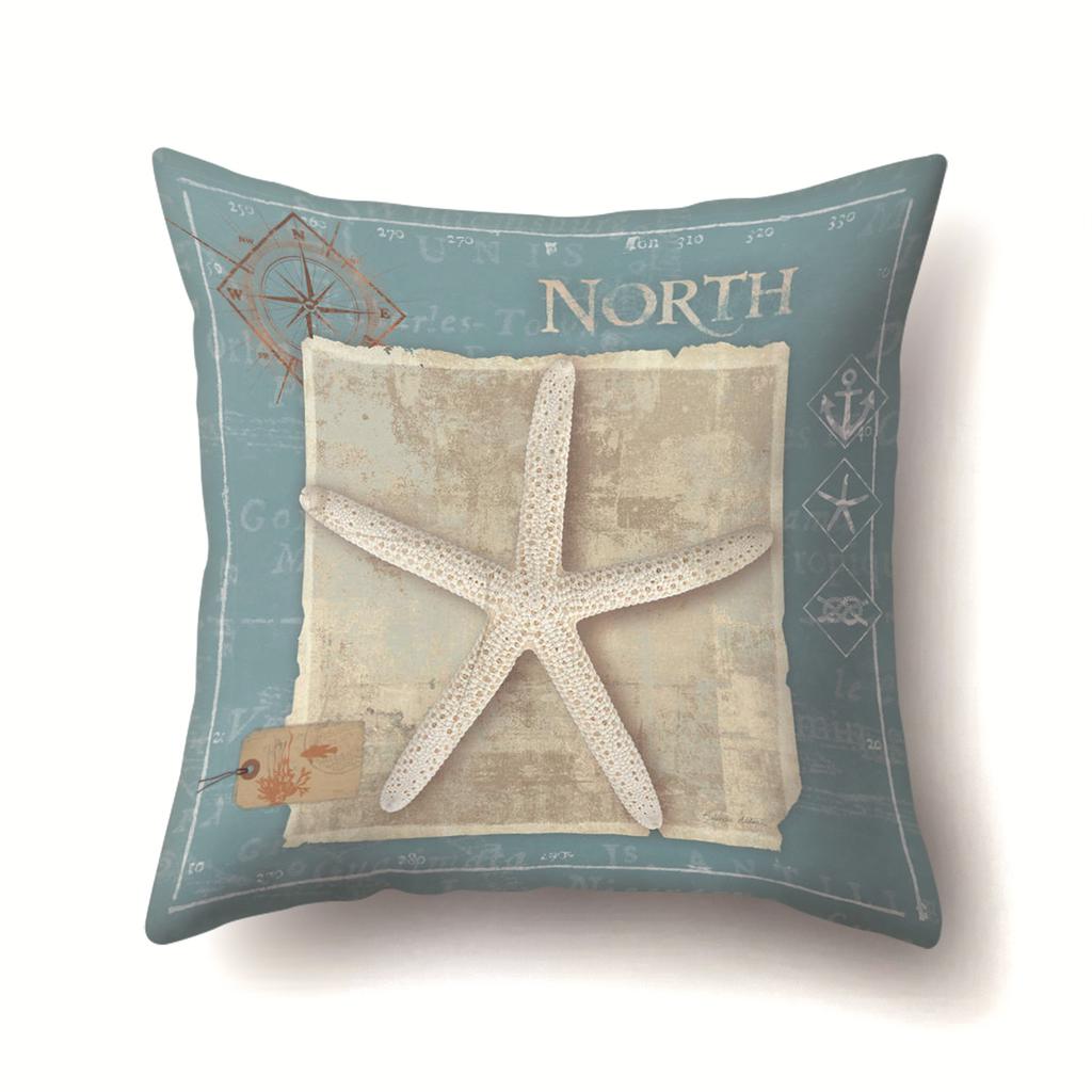 Vintage Marine Cushion Cover Peach Skin Pillowcase Sofa Cushion Pillowcase Suitable for Living Room Car Pillowcase