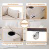 Corner Sofa with Sleep Function: Sofa Bed with Storage, Sleeper Sofa Storage, Cup Holders, Side Pockets, L-shaped, Beige
