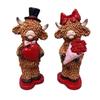 Valentine's Day Couple Highland Cow Figurine Holding Rose Love Heart Highland Cattle Resin Statue Wedding Decoration Romantic Gift