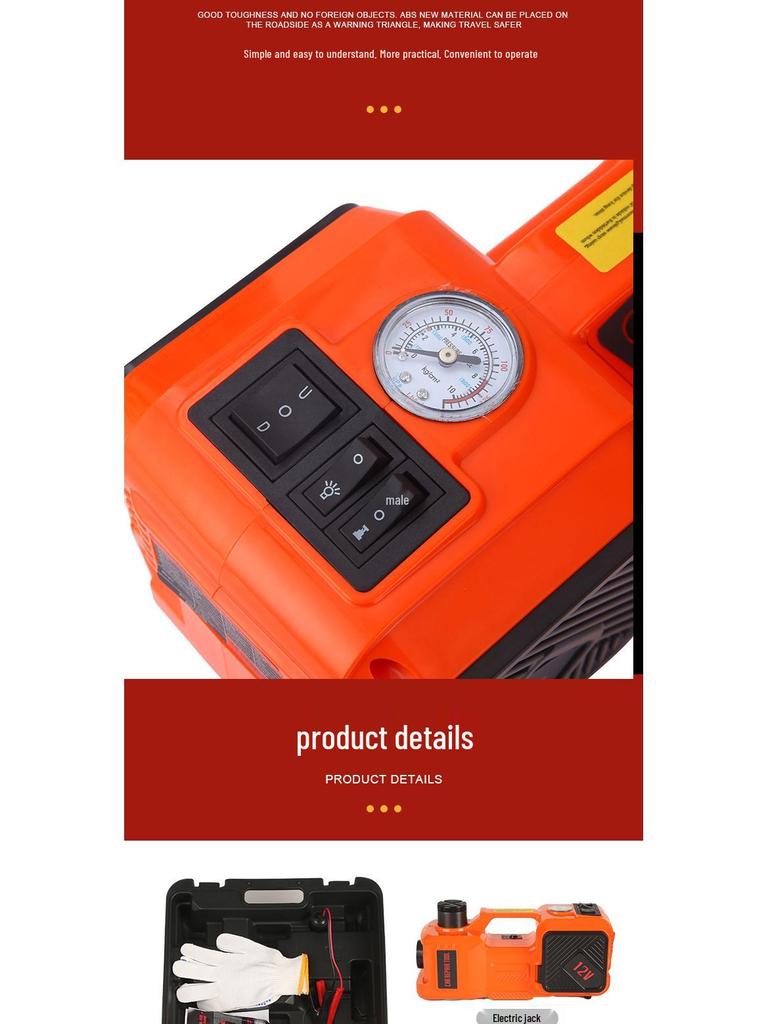 Zestaw 5-tonowego elektrycznego podnośnika samochodowego z pompką powietrza 12V i kluczem