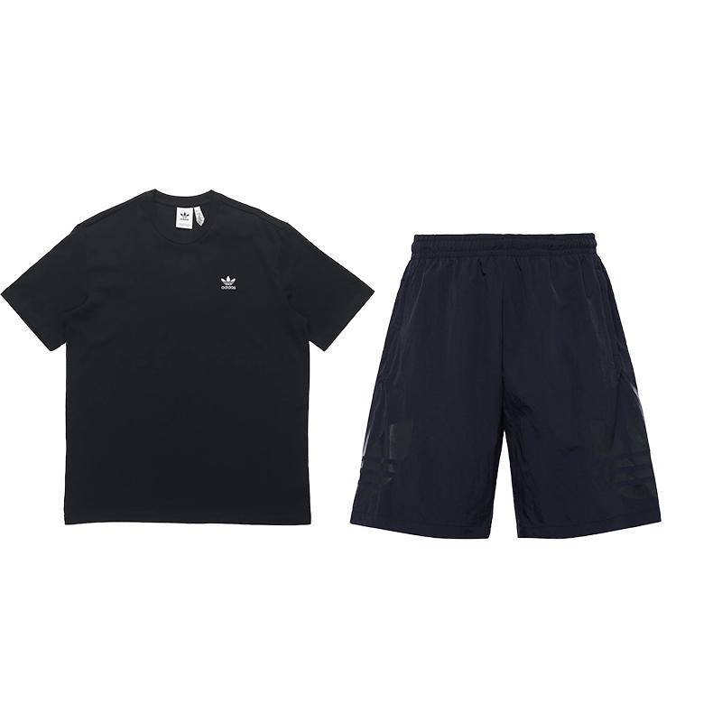 

Adidas Loose Soft Breathable Short Sleeve Shorts Casual Sports Set Men sets Black GN3454+HA2483