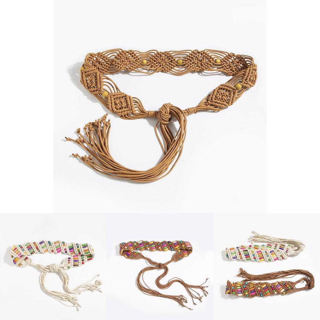 Bohemian Waist Belt With Beaded Weaving For Vintage Resort Fashion Womens Accessory