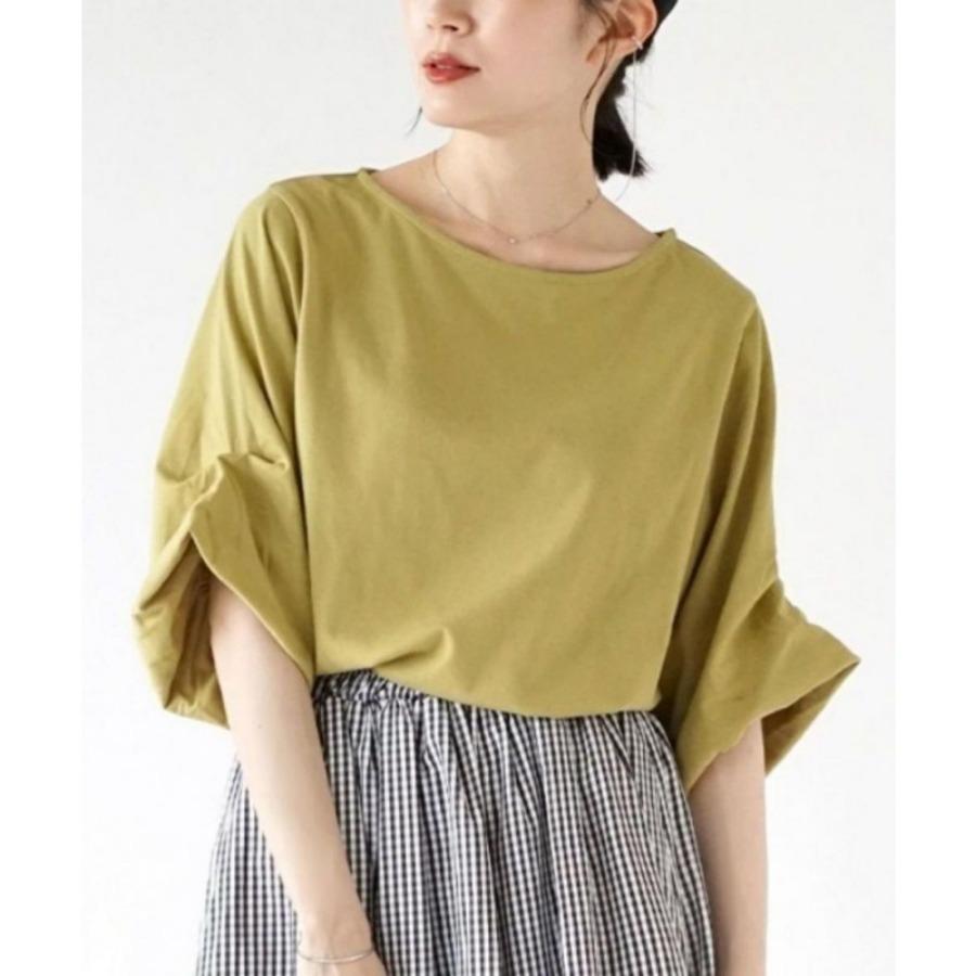 Cotton Blends T-shirt for Women Summer Japanese Solid Color Round Neck Flared Sleeve Basic Elegant Top