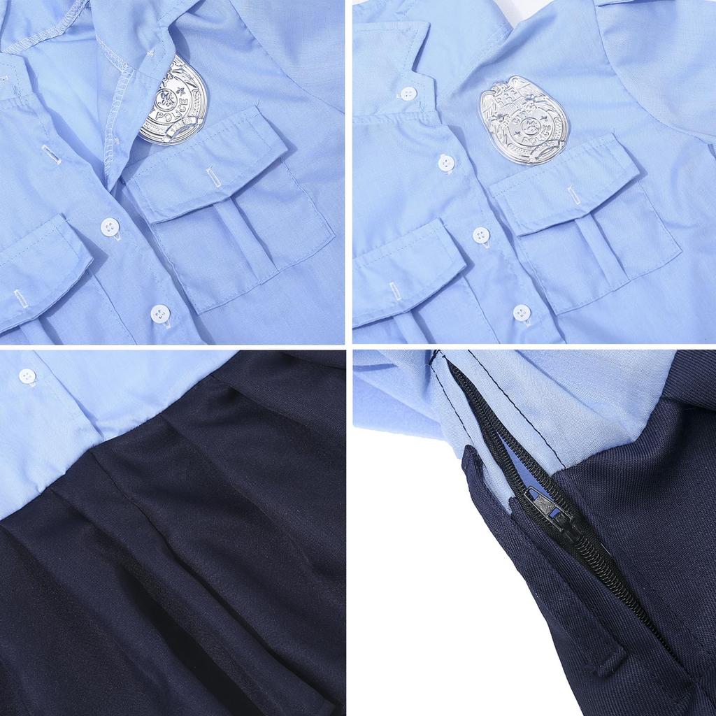 Fantasia Cosplay de Policial Maazusa para Crianças Baixas Conjunto de Fantasias Infantis, Halloween, Meninas, Uniforme, Mangas, 4 Peças (110) [Item]