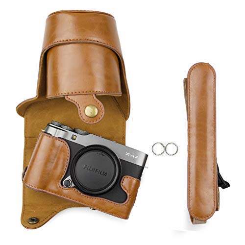 

kinokoo Camera Case for Fujifilm X-A7/XA7 Mirrorless Cameras, PU Leather, Lightweight, with Tripod Hole and Shoulder Strap (Brown)