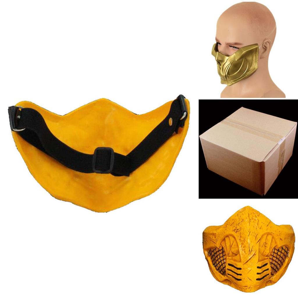 Masca Latex Jumătate Față Scorpion Nouă Mortal Kombat 11 Pentru Costum Cosplay Halloween