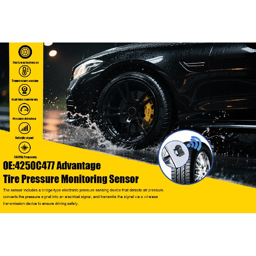 1/4PCS Tire Pressure Monitoring Sensor TPMS 4250C477 For Peugeot 4008 Mitsubishi Outlander Compatible With 1612477080 433MHZTire Pressure Monitoring