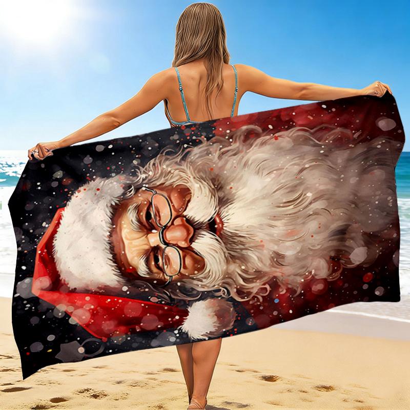 1Pc Santa Claus Christmas Beach Towel Quick Dry Multiuse For Beach Pool Gym Yoga Home Travel Christmas Halloween Xmas Gift S147