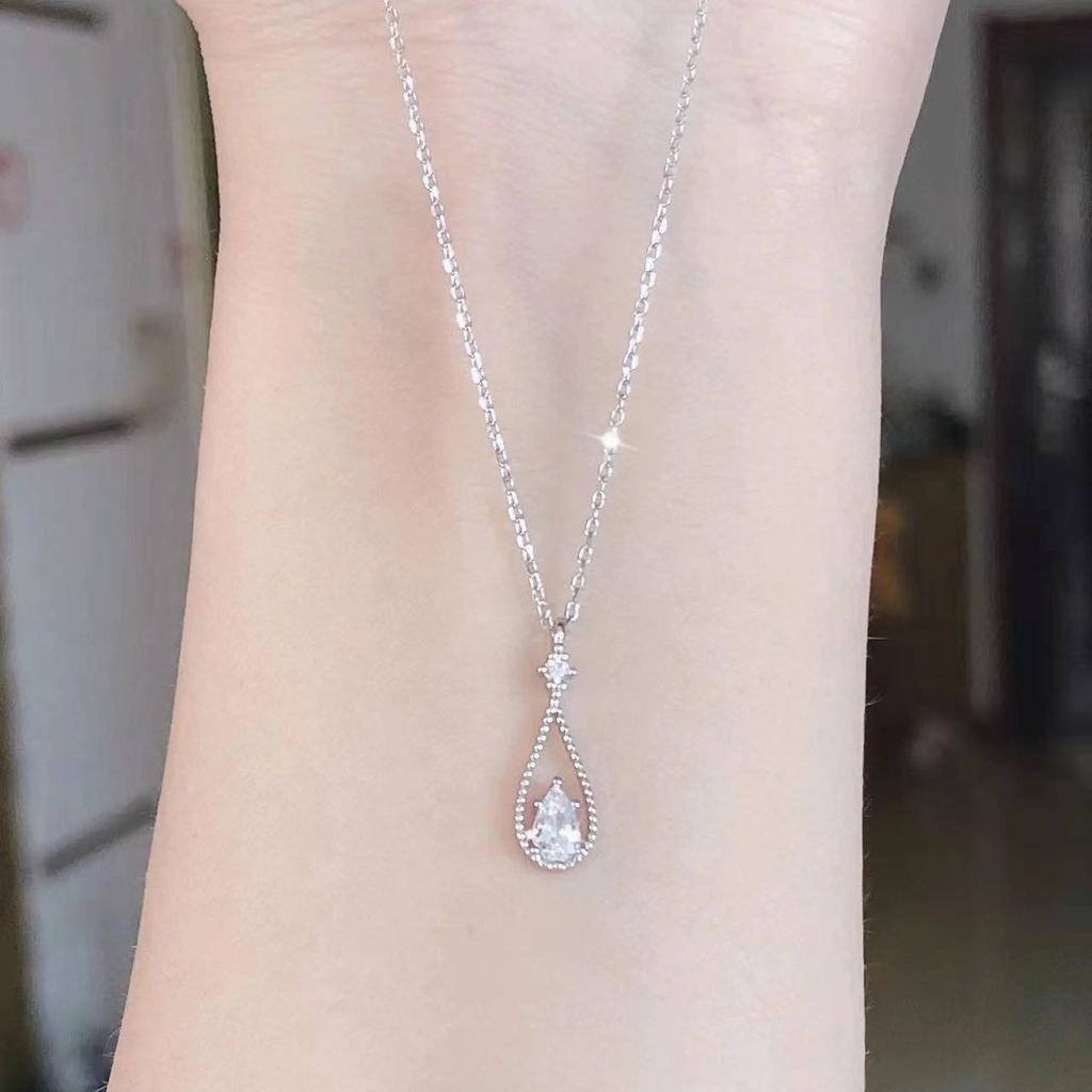 Collares Para Mujer Shining Water Drop Pendant Necklace For Women Minimalist Waterdrop Chain Choker Wedding Party Jewelry