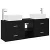 Bathroom Cabinet Set 3 Pcs Black 136 X 35 X 80 Cm
