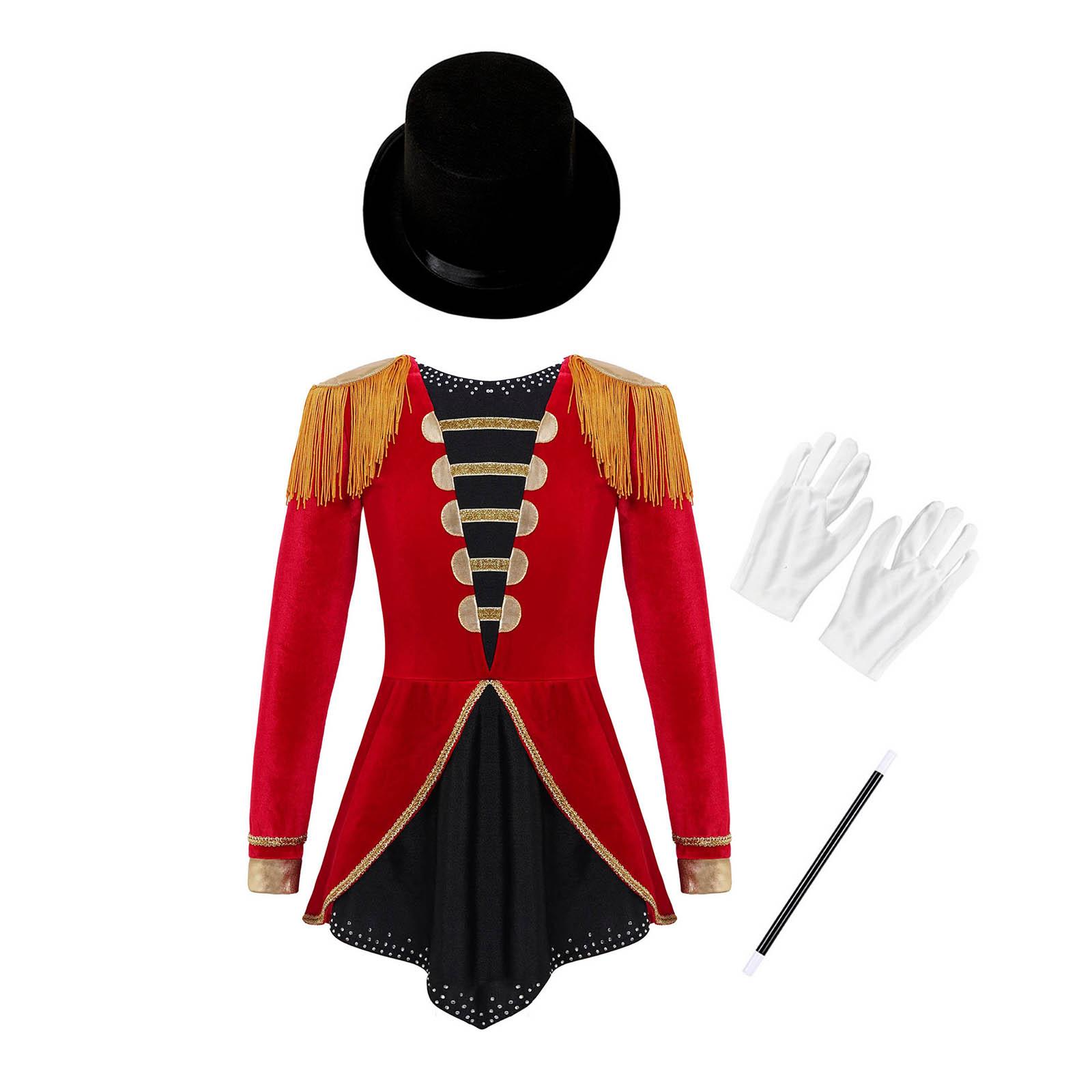 

Аниме персонаж косплей девушки цирк манеж маг косплей костюм с длинным рукавом трико платье со шляпой волшебная палочка перчатки для Хэллоуина 16