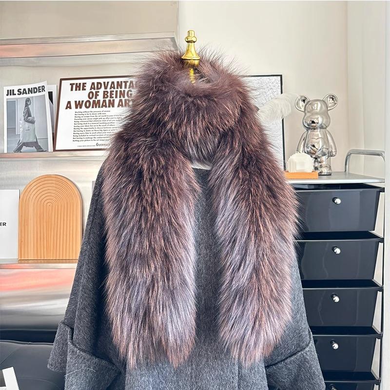 Temperament Fox Fur Scarf Hand-woven Wool Collar Warm In Autumn and Winter Plus Long Hair Fur Scarf Women