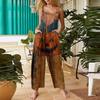 Women's Fashion Halloween Print Casual Vintage Sleeveless Button Jumpsuit