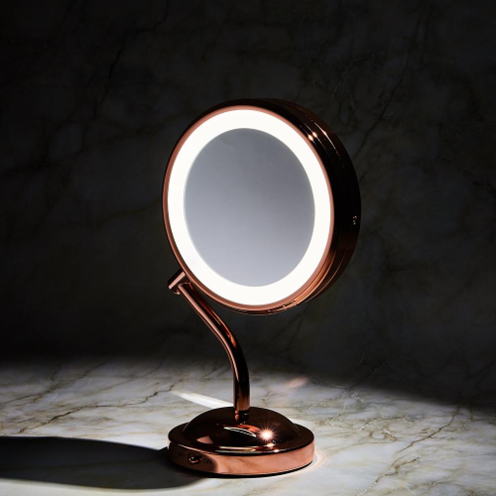 BaByliss Espejo de Tocador Iluminado con LED Magnificador Oro Rosa Be4srgk