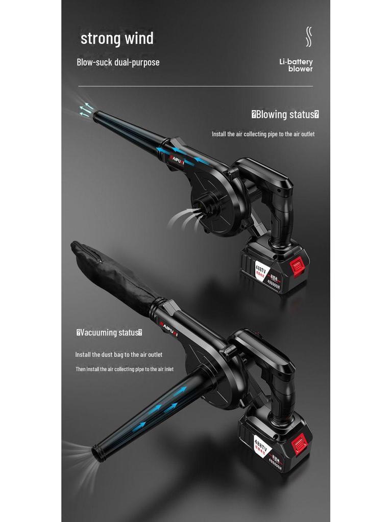 High-Power Rechargeable Lithium Hair Dryer & Industrial Dust Blower