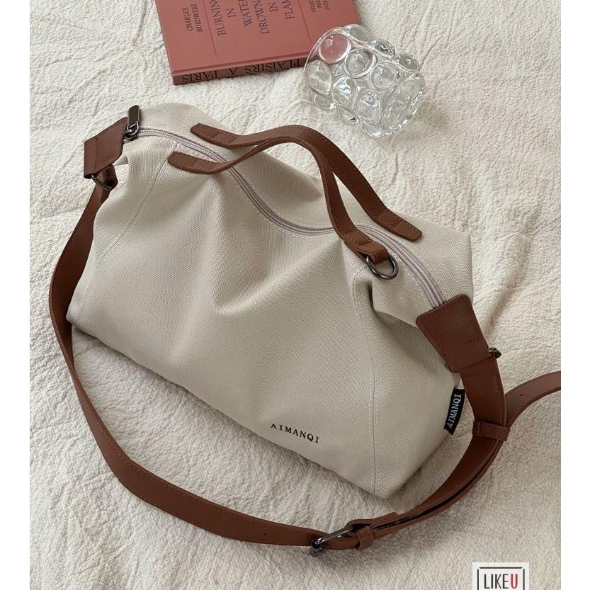Women s Canvas Bag Stylish and Simple Commuter Canvas Tote Bag Casual Versatile Student Crossbody Bag