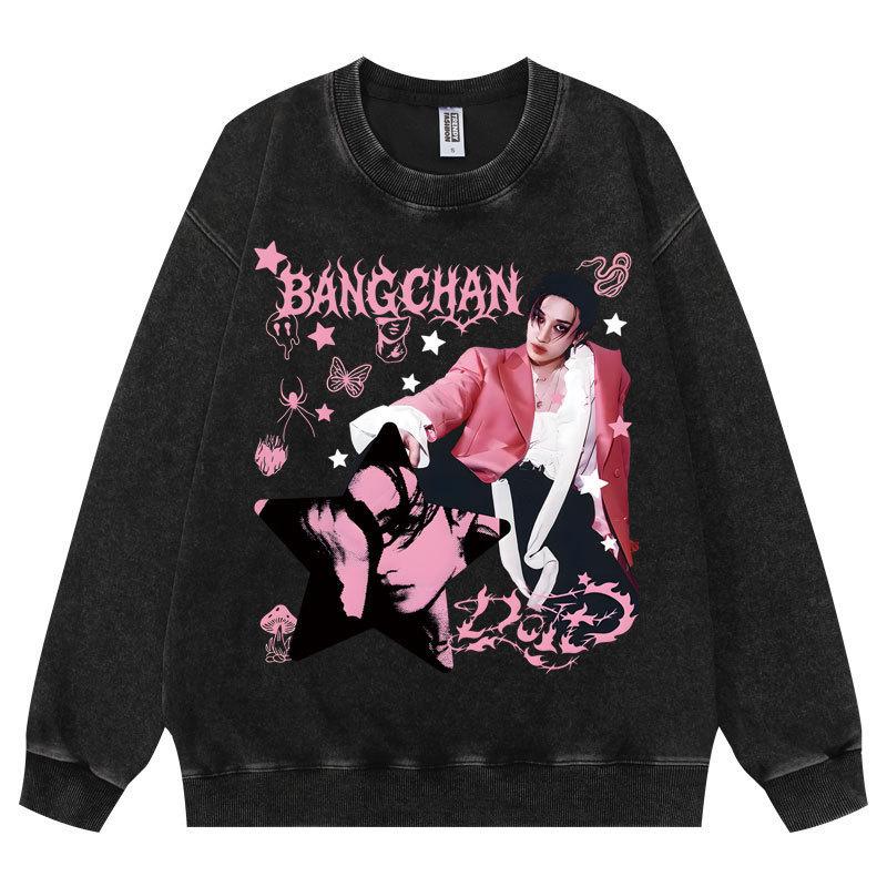 Adult Women Men Fashion Casual Korean POP Stars Dominate Pink Lee Know Felix Print Long Sleeves Sweatshirt