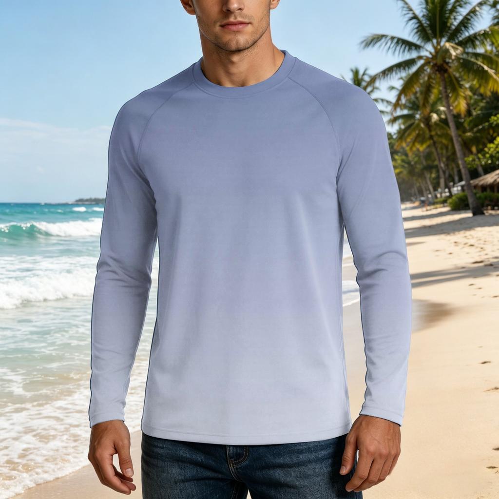 Herren UPF50+ Sonnenschutzshirt Langarm Leichtes Stretchgewebe Outdoor UV-beständiges Oberteil für Sport und tägliches Tragen