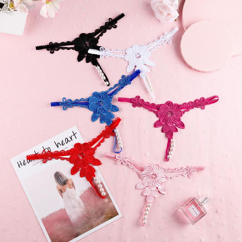 Water-Soluble Flower Bead Thong 3326 - Sexy Panties with Massage Lining