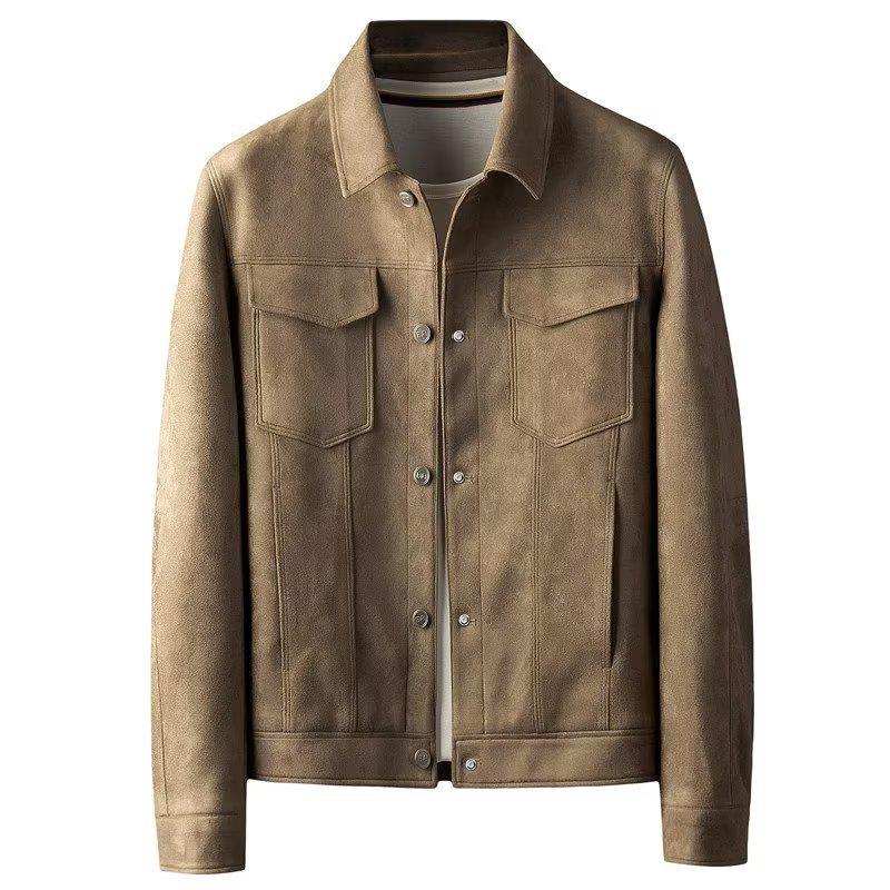 Herren Slim Wildleder Revers Jacke - Herbst/Winter Lässiger Luxus Trend.