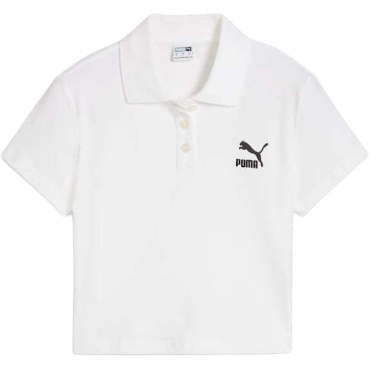 Puma Classics Polo Baby Tee Women Tops White 628048-02