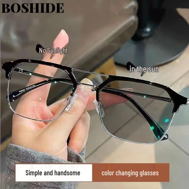Фотохромные полуободковые очки для близорукости Boshide с защитой от синего света 200 Degree