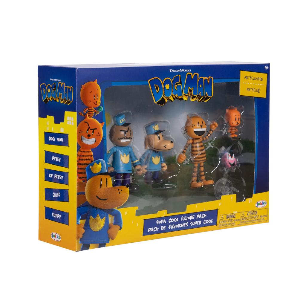 Dog Man Movie Action Figure Multi-Pack Set with 2.5-Inch Scale Figures - Dog Man Movie Toys Inspired by Lil' Petty, The Chief, and Flippy!