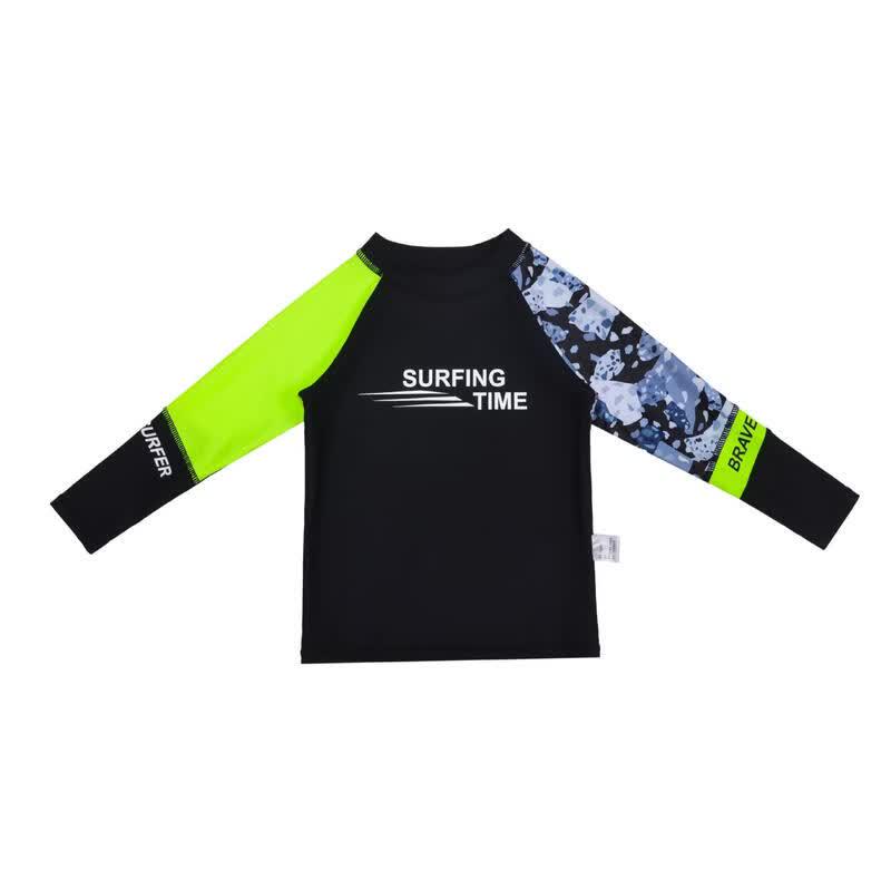 Boys' Fluorescent Long Sleeve Quick-Dry Split Swimsuit