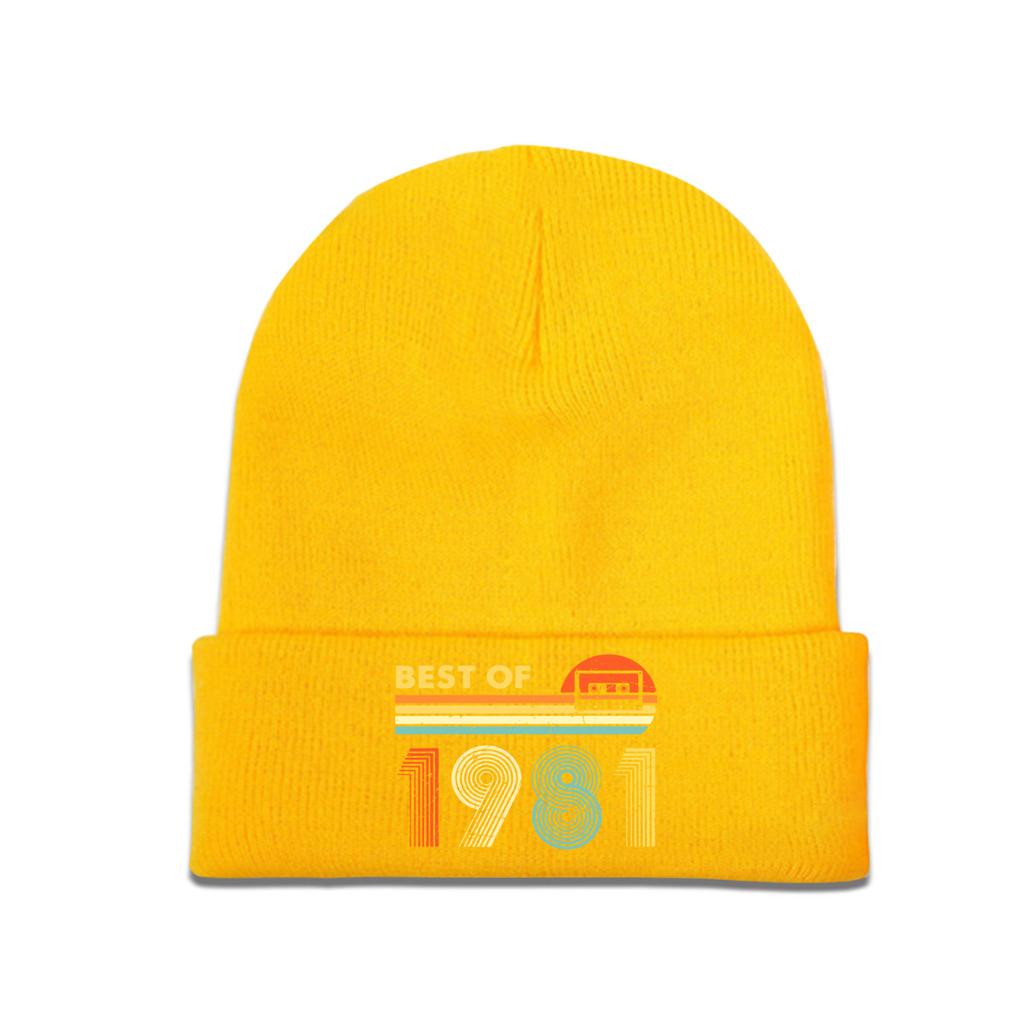 

Винтажные вязаные шапки Best Of 1981, 40-летие, 40 лет, женские вязаные шапки унисекс, осенне-зимние шапки, полиэстеровые шапки в стиле хип-хоп One Size