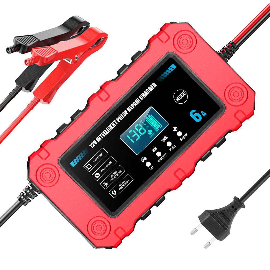 Smart 12V 6A Car & Motorcycle Charger, Repair & Low Voltage Start Function