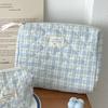 Vintage Plaid Women's Storage Bags Large Capacity Cosmetic Bag Make Up Case Soft Cotton Portable Female Clutch Purse Handbags