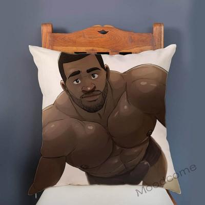 Super Sexy Hot Masculine Male Muscle Hairy Bear Man Cartoon Gay Art Soft Velvet Sofa Pillow Case Cozy Boyfriend Cushion Cover